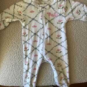 Hill House White and Pink Floral Kids Footie